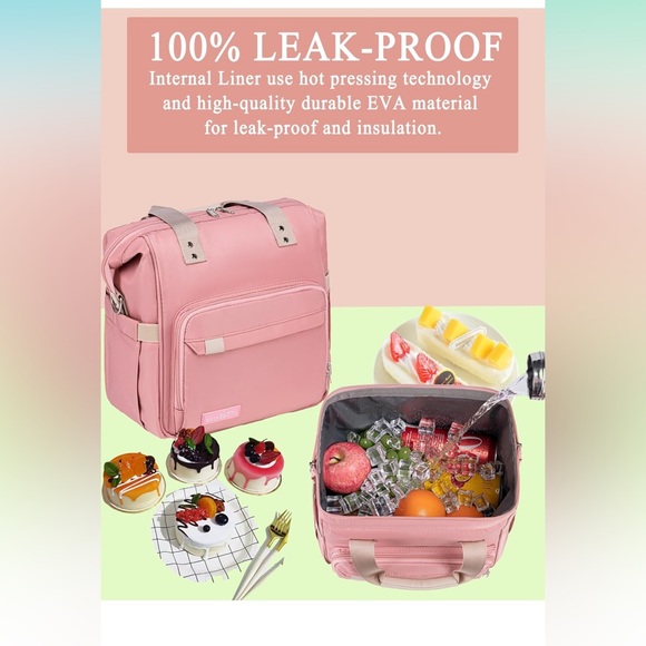 Women's Lunch Bag for Work Insulated Extra Large Cute Pink Lunch Bag - Picture 7 of 7